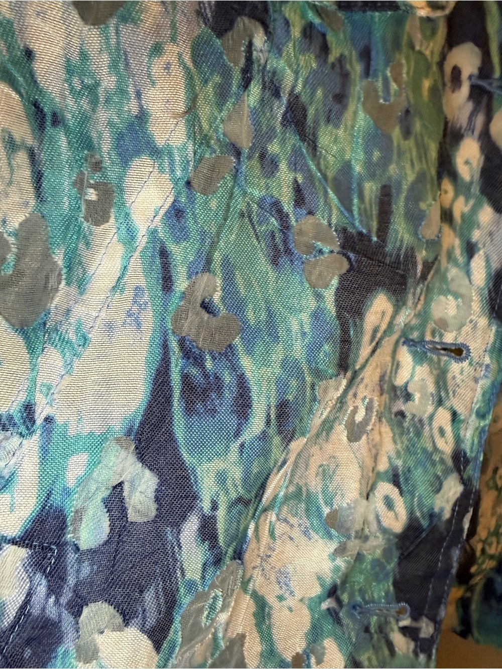 Ruby Rd. Blue Green Multi-Print Button Front Blazer - Picture 5 of 8